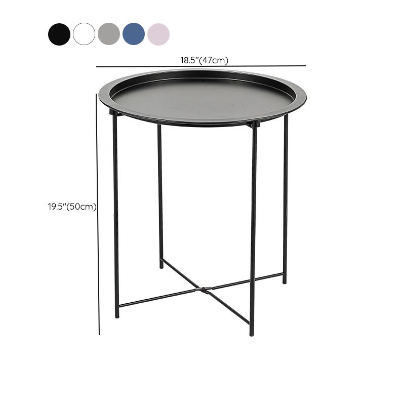 Round Tray Top Side Table Mid-Century Metal Cross Legs End Table Clearhalo 'Coffee & Accent Tables' 'End & Side Tables' 'end_side_tables' 'furn' 'furn_end_side_tables' 'Furniture' 'Living Room Furniture' 1200x1200_a3987fd0-990b-43e2-9b65-07cf6ecaf5c0