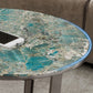 Glam C-shape Side Table Round Stone Top Sofa Side Accent Table