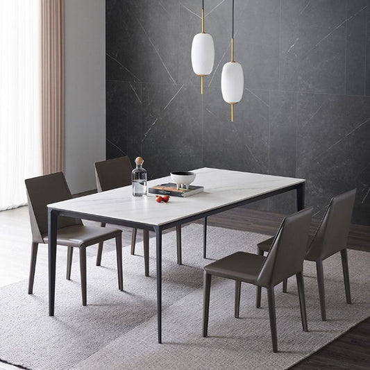 Faux Leather Dining Chairs Contemporary Chairs with Metal Base