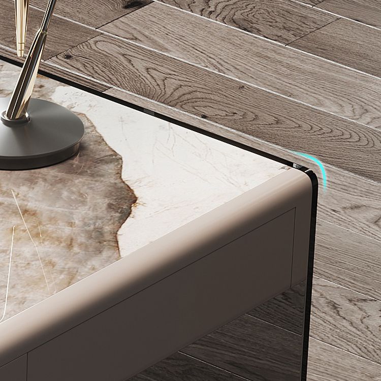 Moderne 3 Schubladen Office Desk 23.62 "W rechteckiger Schreibtisch mit Glasbasis