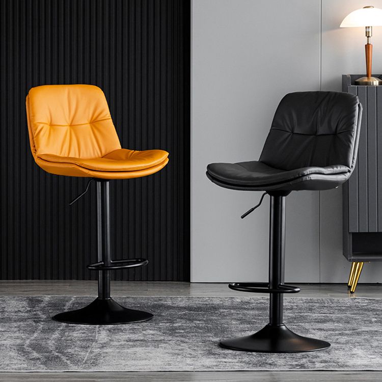 Modern Metal Barstool Faux Leather Footrest Stool Adjustable Height in Matte Finish Clearhalo 'Bar Furniture' 'Bar Stools' 'bar_stools' 'furn' 'furn_bar_stools' 'Furniture' 'Kitchen & Dining Furniture' 1200x1200_a39ecc2b-2f99-4dce-bdbf-d1bf003b4c95