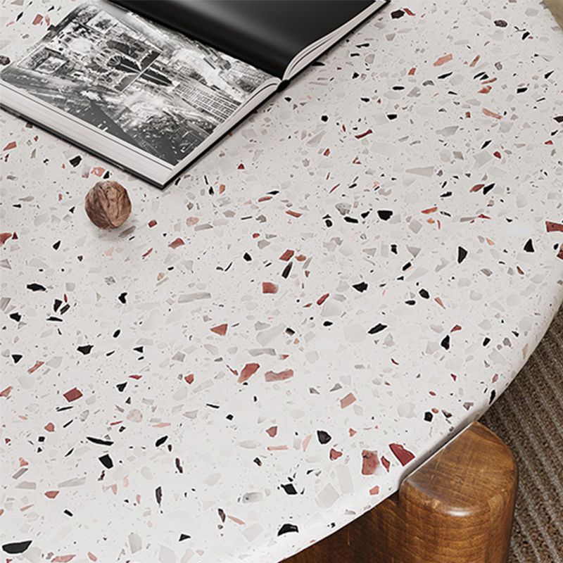 Modern Round Coffee or End Table Wood and Stone Coffee Table Beige