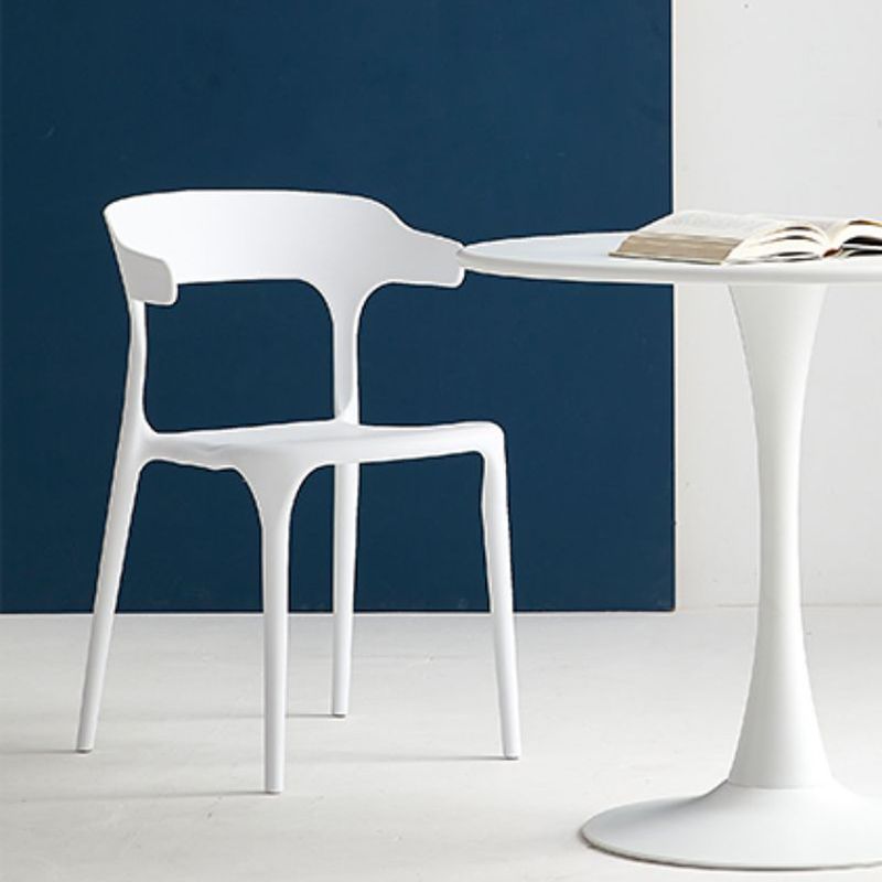 Moderne eetkamer armloos plastic open achterste achterste eetkamerstoel