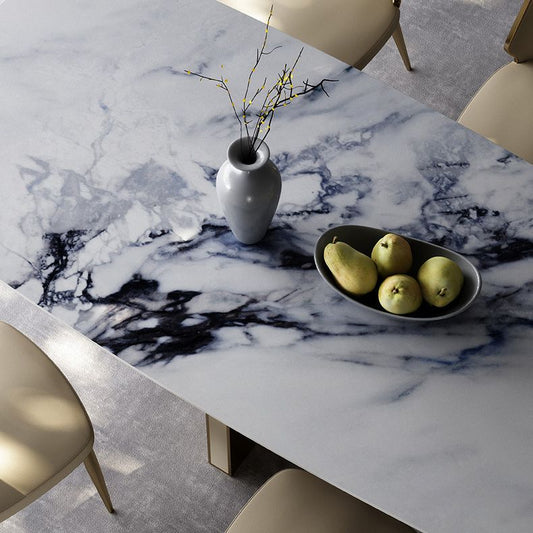 デザイナースタイルの焼結石ダイニングセット長方形1/2/3/5/6ピースダイニングルームテーブルセット