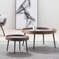 Round Black/Brown Metal Coffee Table Tray Top Cocktail Table