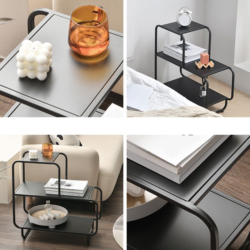 24.4 "背の長方形の上部サイドテーブル棚付き鉄そりのエンドテーブル