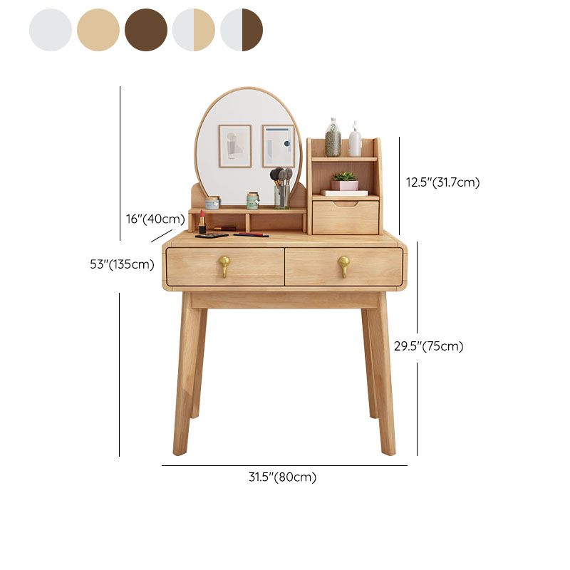 Solid Wood Makeup Counter 3 Drawer Vanity Dressing Table With Stool Clearhalo 'Bedroom Furniture' 'furn' 'furn_makeup_vanities' 'Furniture' 'Makeup Vanities' 'makeup_vanities' 1200x1200_a3a6c837-2ed6-43a7-a617-d4ab9517f091