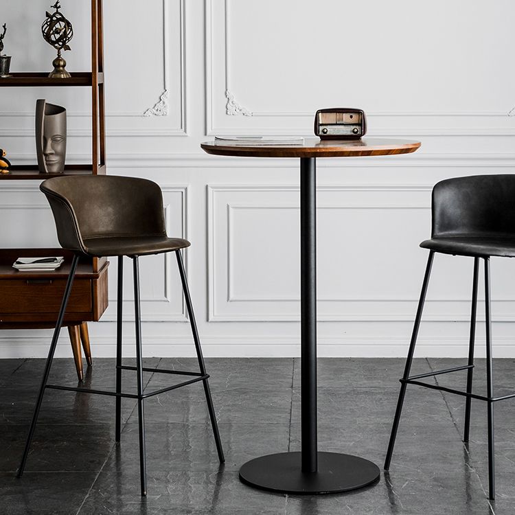 Round Wood Top Bar Table with Pedestal Industrial Metal Frame Bar Table Clearhalo 'Bar Furniture' 'Bar Tables' 'bar_tables' 'furn' 'furn_bar_tables' 'Furniture' 'Kitchen & Dining Furniture' 1200x1200_a3a7385f-4f01-4be8-a469-4fa72dc9cdc6