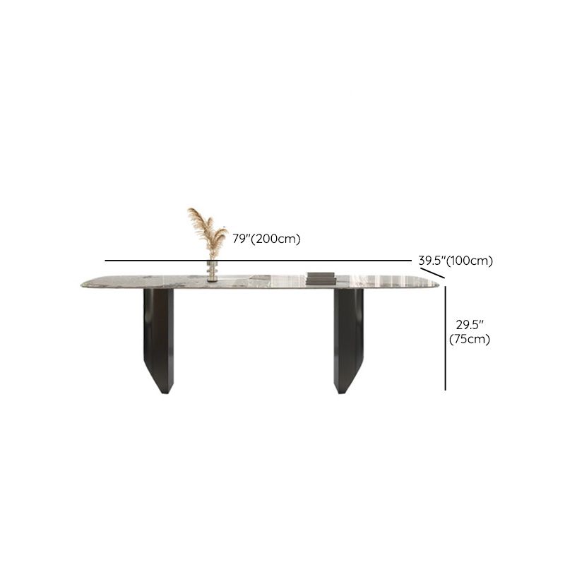 Moderne stenen eettafel, rechthoekige tafel voor eetkamer, keuken
