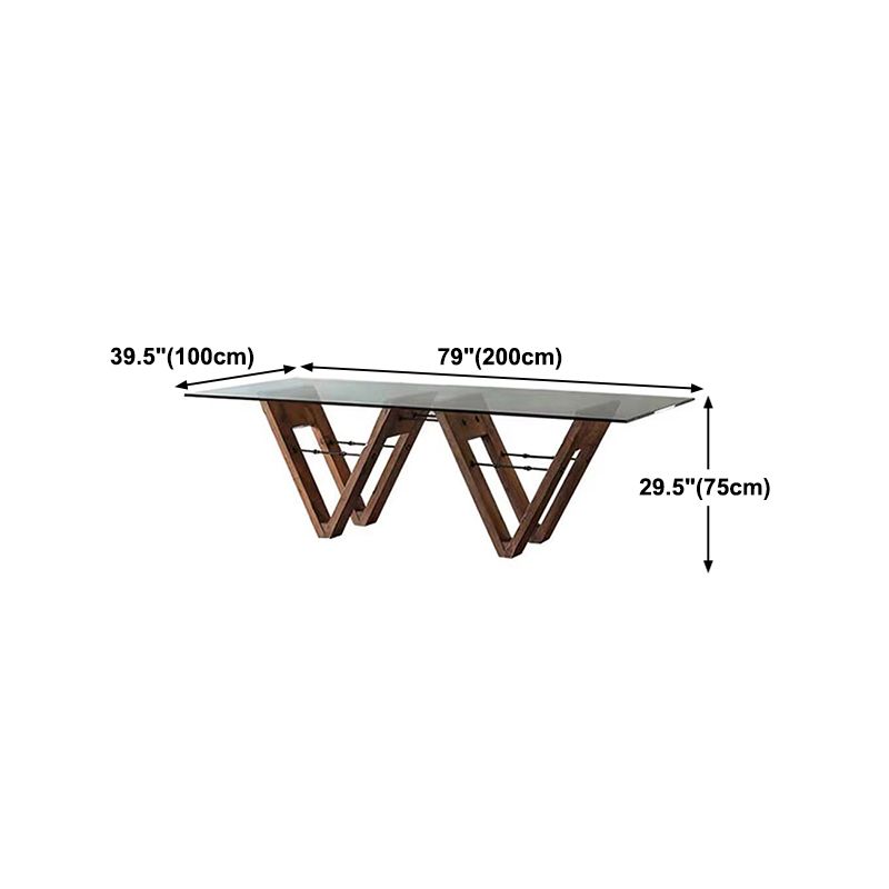 ソリッドウッドコンテンポラリーダイニングテーブルダイニングルーム用のガラストップテーブル