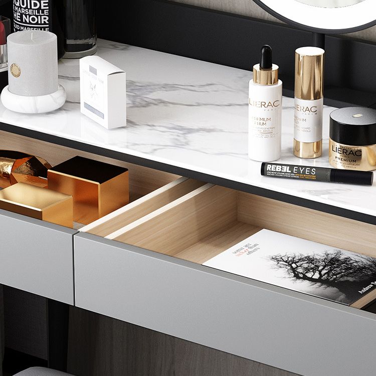 Stone Top Makeup Table with 2 Drawers 15.74" Wide Vanity Tables Clearhalo 'Bedroom Furniture' 'furn' 'furn_makeup_vanities' 'Furniture' 'Makeup Vanities' 'makeup_vanities' 1200x1200_a3a93a73-7d67-4309-816b-b7a588f0b5a9