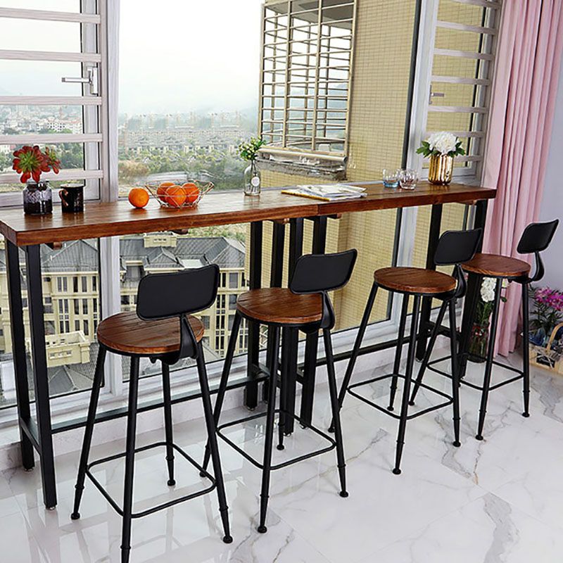 Industrial Brown Pine Bar Dining Table Rectangle Indoor Bistro Table with Footrest Clearhalo 'Bar Furniture' 'Bar Tables' 'bar_tables' 'furn' 'furn_bar_tables' 'Furniture' 'furniture_bar_tables' 'Kitchen & Dining Furniture' 'kitchen&dining_furn' 'kitchen' 1200x1200_a3a94563-5776-44ed-91f8-7ee400b41509