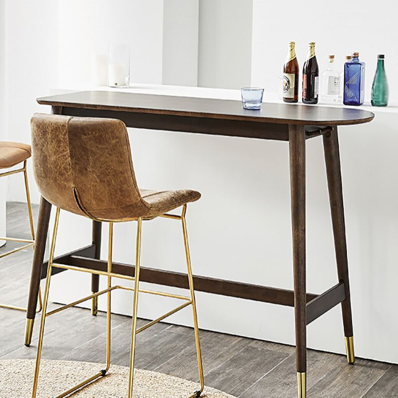 Industrial Wood Trestle Bar Table Specialty Indoor Bistro Table - 53" x 18" x 40" Clearhalo 'Bar Furniture' 'Bar Tables' 'bar_tables' 'furn' 'furn_bar_tables' 'Furniture' 'furniture_bar_tables' 'Kitchen & Dining Furniture' 'kitchen&dining_furn' 'kitchen' 1200x1200_a3ab037f-252e-44eb-9d7a-bc8dd1e99564