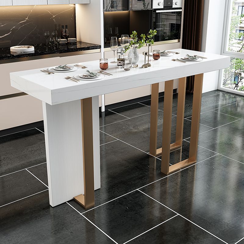 Stone Bar Dining Table Glam Rectangle Bar Table with 3 Legs Pedestal for Dining Room Clearhalo 'Bar Furniture' 'Bar Tables' 'bar_tables' 'furn' 'furn_bar_tables' 'Furniture' 'furniture_bar_tables' 'Kitchen & Dining Furniture' 1200x1200_a3abe648-26e3-4b50-b125-970609ae2623