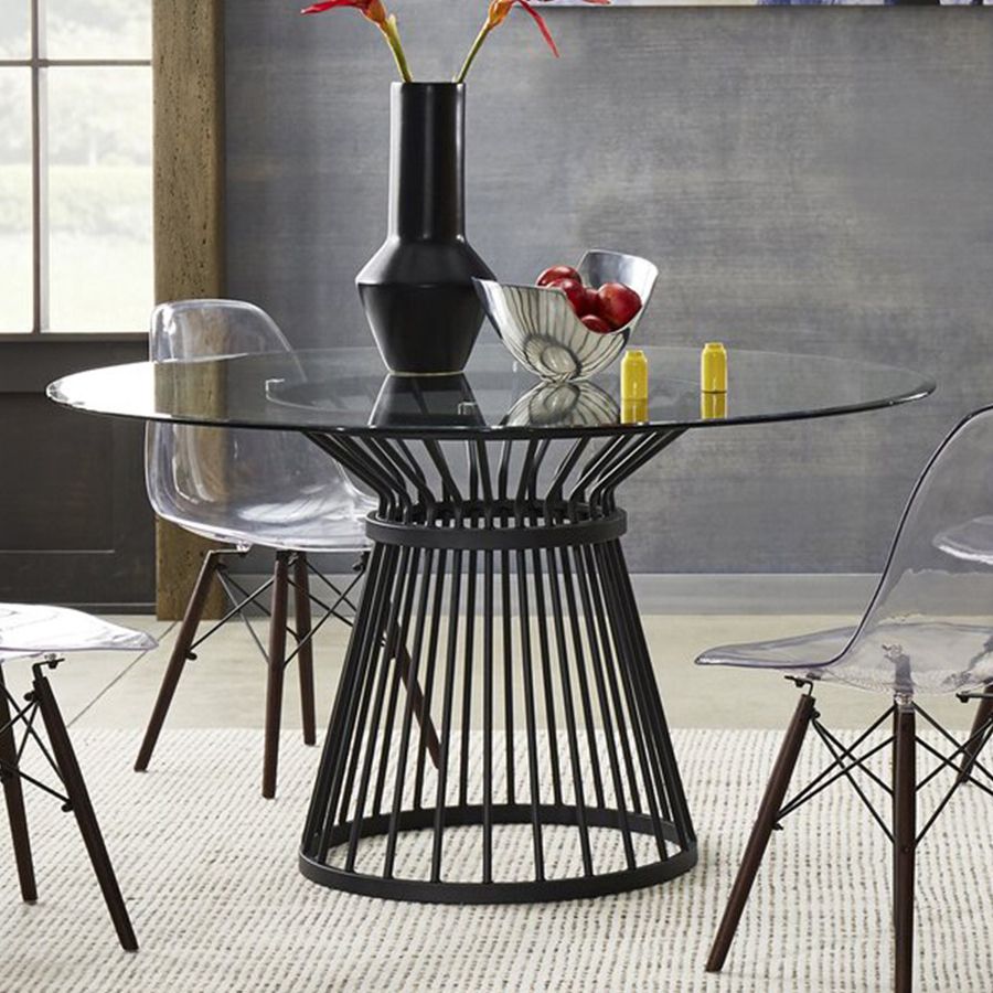 Round Transparent Dining Table Pine Glass Table Modern Style with Pedestal Clearhalo ' dining_table' 'Dining Tables & Seating' 'Dining Tables' 'furn' 'furn_dining_table' 'Furniture' 'furniture_dining_table' 'Kitchen & Dining Furniture' 'kitchen&dining_furn' 'kitchen' 'kitchen_dining_table' 1200x1200_a3ae0730-5676-447b-902a-bb6aa15a91a2