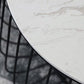 Glam Cocktail Table Abstract Faux Marble/Metal Storage Round Coffee Table