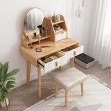 Modern 15.74" Wide Solid Wood Table Makeup Vanity with Mirror and Drawers Clearhalo 'Bedroom Furniture' 'furn' 'furn_makeup_vanities' 'Furniture' 'Makeup Vanities' 'makeup_vanities' 1200x1200_a3af96cc-d1b2-457a-9f53-52b1a4c64be3