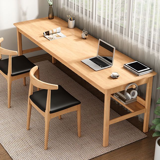 Bureau de bureau en bois moderne 1 Shelf Rectangle Writing Desk avec base en H pour la maison