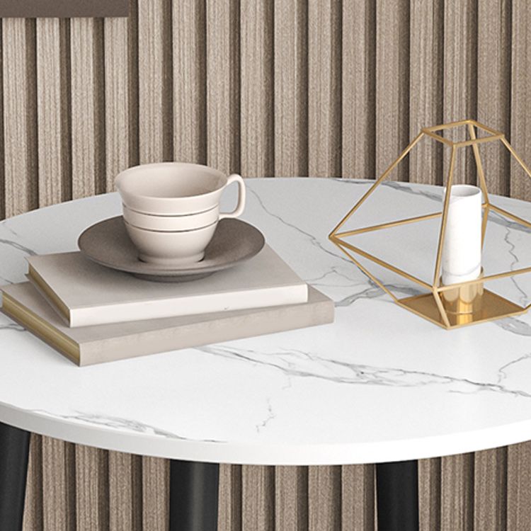 4 Legs Round Side Table Modern  Slate Sofa Corner Table with Storage