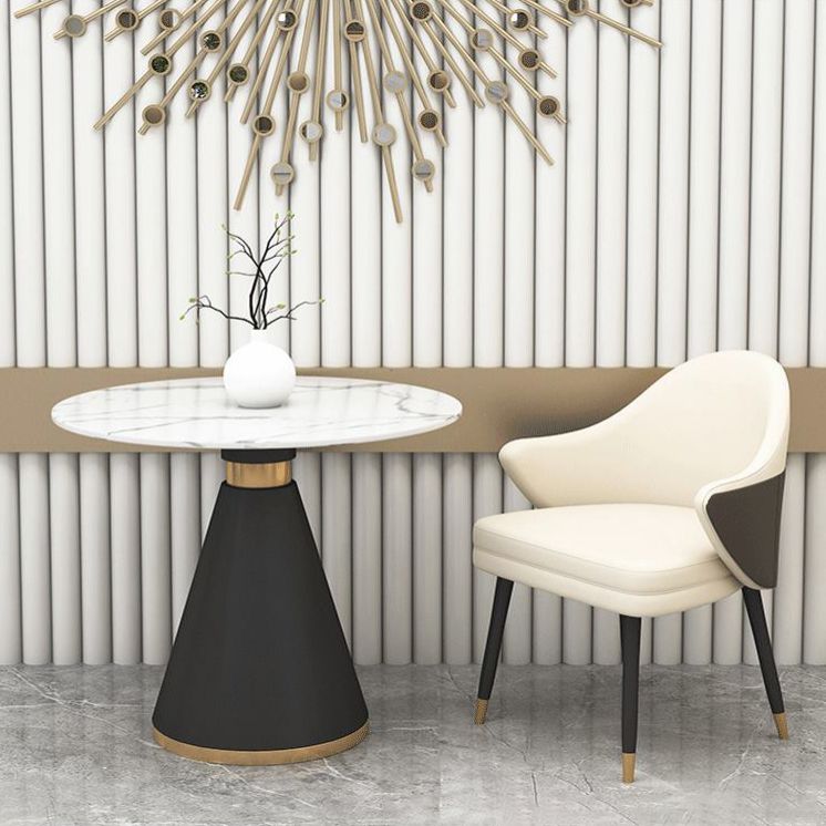 Glam Sintered Stone Dining Set Round 1/2/5 Pieces Dining Set Clearhalo 'Dining Room Sets' 'Dining Tables & Seating' 'dining_room_set' 'furn' 'furn_dining_room_set' 'Furniture' 'Kitchen & Dining Furniture' 1200x1200_a3b48403-c45f-4f43-a445-a378fa812812