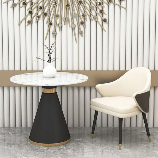 Glam Sintered Stone Dining Set Round 1/2/5 Pieces Dining Set Clearhalo 'Dining Room Sets' 'Dining Tables & Seating' 'dining_room_set' 'furn' 'furn_dining_room_set' 'Furniture' 'Kitchen & Dining Furniture' 1200x1200_a3b48403-c45f-4f43-a445-a378fa812812