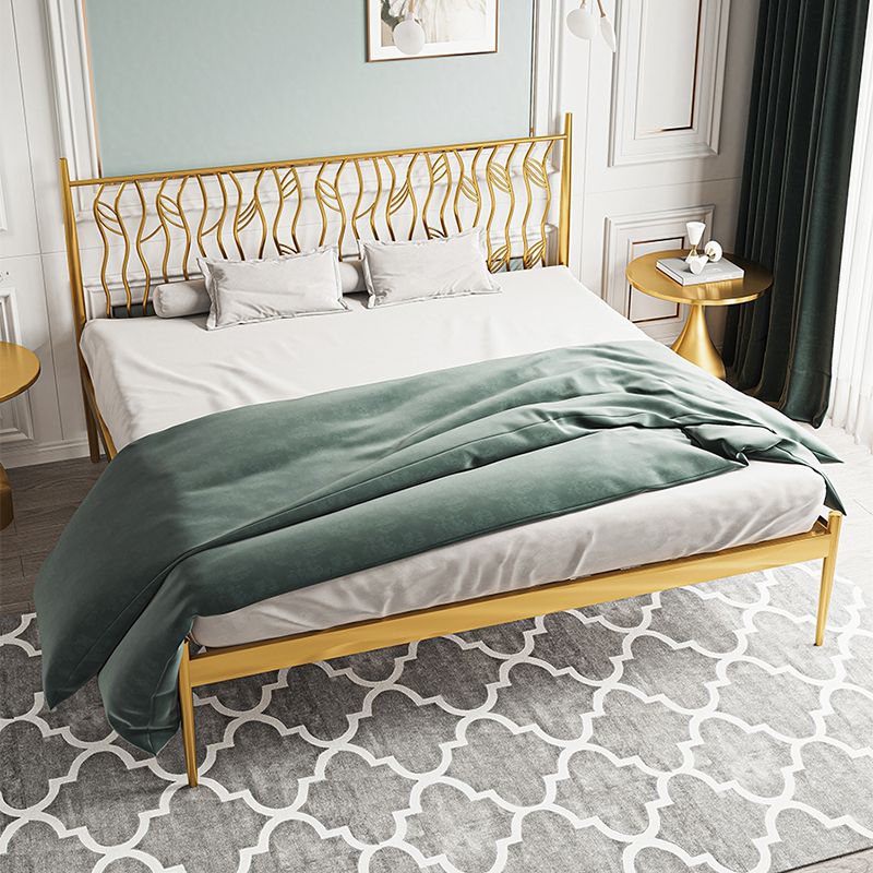 Glam Metal Open-Frame Bed with Rectangular Headboard, 45.3" Tall Clearhalo 'Bedroom Furniture' 'Beds' 'furn' 'furn_beds' 'Furniture' 1200x1200_a3b51a85-0e5d-423b-b7c3-85aa358dc61b