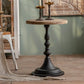 Mesa de cóctel envejecida de estilo francés, mesa de centro con pedestal de madera para sala de estar