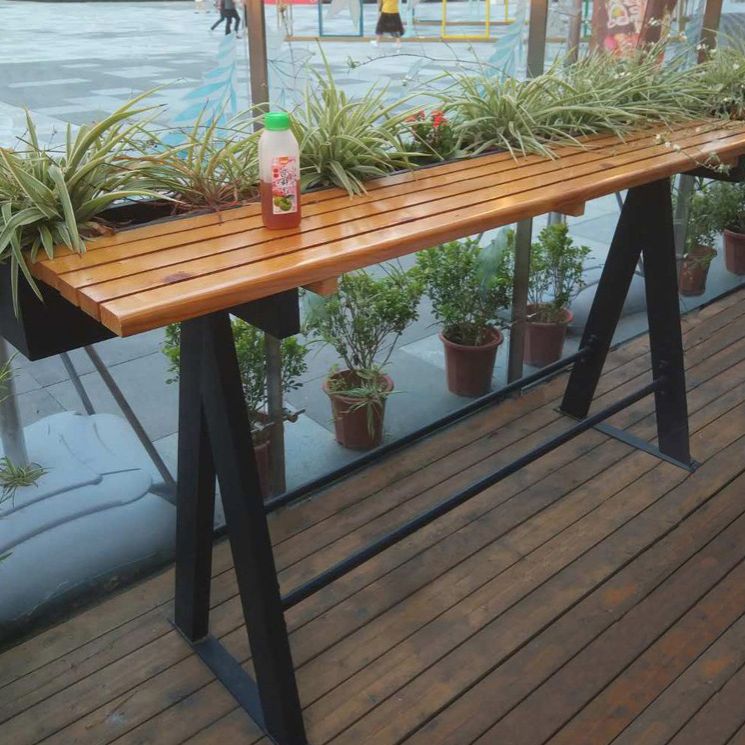 Modern Wood Bar Table with Rectangle Table Top Trestle Table with 42-inch Height Clearhalo 'Bar Furniture' 'Bar Tables' 'bar_tables' 'furn' 'furn_bar_tables' 'Furniture' 'furniture_bar_tables' 'Kitchen & Dining Furniture' 1200x1200_a3b72202-3500-4851-8a5d-501d3b9a7948