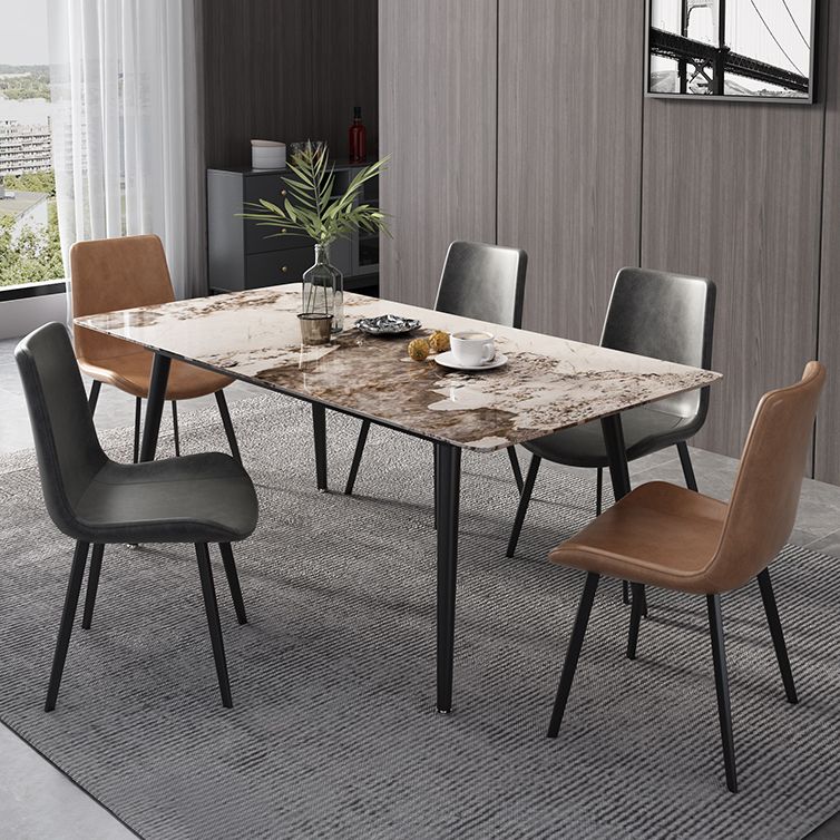 Modern Rectangle Dining Table Sintered Stone 4 Legs Table for Dining Room Clearhalo 'Dining Tables & Seating' 'Dining Tables' 'dining_table' 'furn' 'furn_dining_table' 'Furniture' 'Kitchen & Dining Furniture' 1200x1200_a3b9b2c9-8c76-416b-84af-5cff7c4237ac