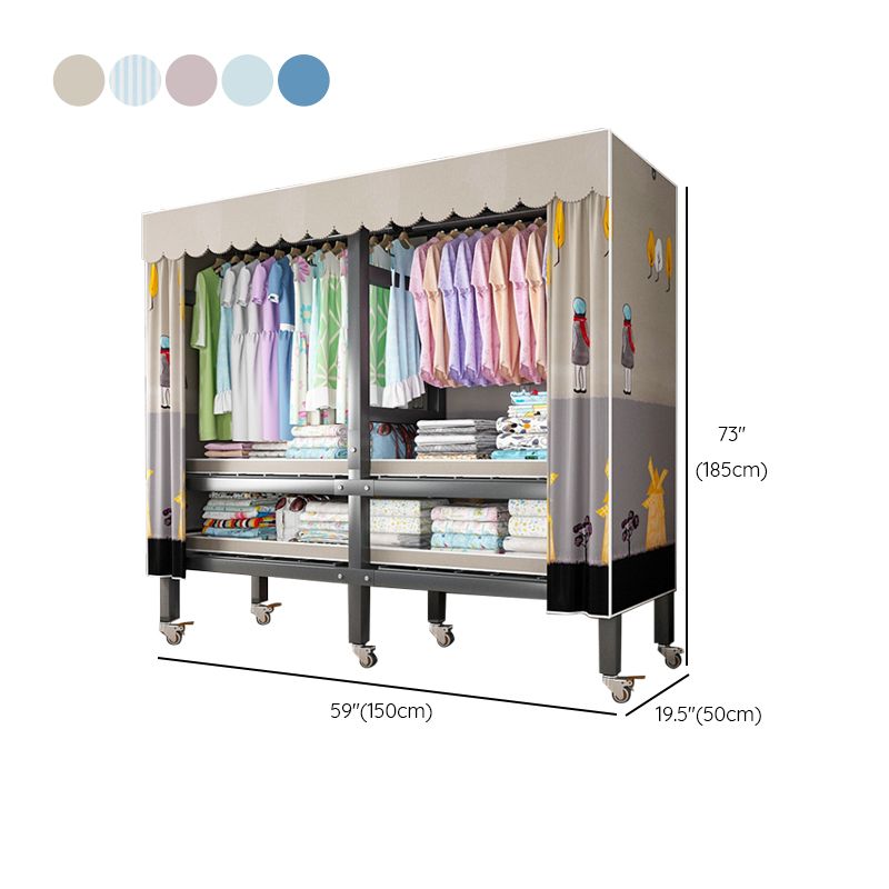 Opvouwbare vrijstaande garderobe metalen frame garderobe met casters