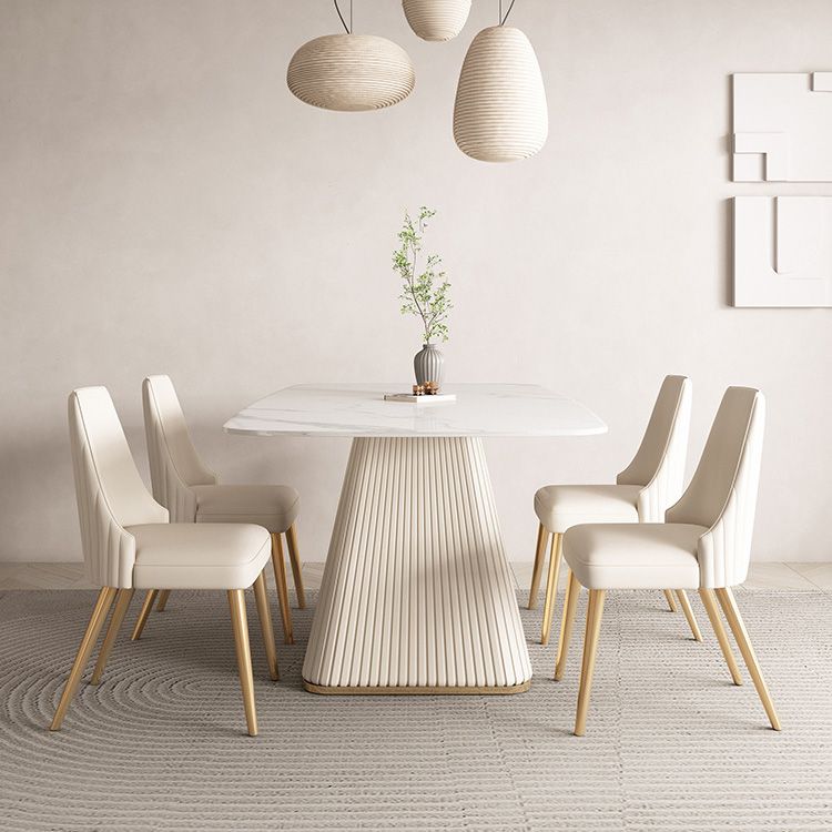 Glam White Dining Table Stone Rectangular Table for Dining Room Clearhalo 'Dining Tables & Seating' 'Dining Tables' 'dining_table' 'furn' 'furn_dining_table' 'Furniture' 'Kitchen & Dining Furniture' 1200x1200_a3bba9b7-576e-417b-bf86-f6f41693ed66