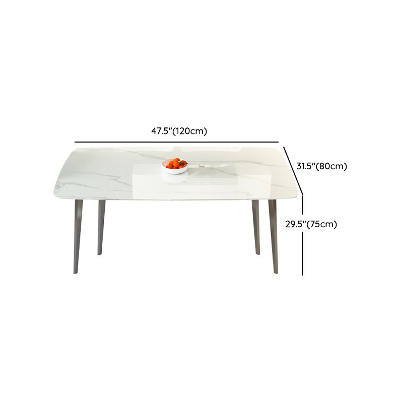 Modern Rectangular White Stone Top Dining Table with 4 Legs Base Clearhalo 'Dining Tables & Seating' 'Dining Tables' 'dining_table' 'furn' 'furn_dining_table' 'Furniture' 'Kitchen & Dining Furniture' 1200x1200_a3bcdb3c-f17a-43b2-8c0a-80d9fcadc096