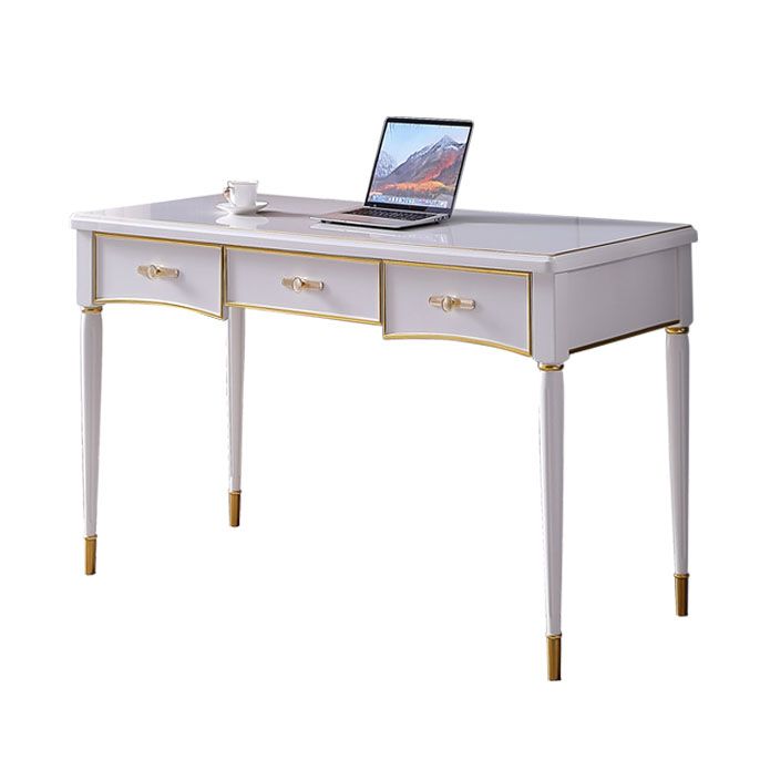 Glam -stijl Parsons schrijven bureau gebogen schrijfbureau met 3 laden
