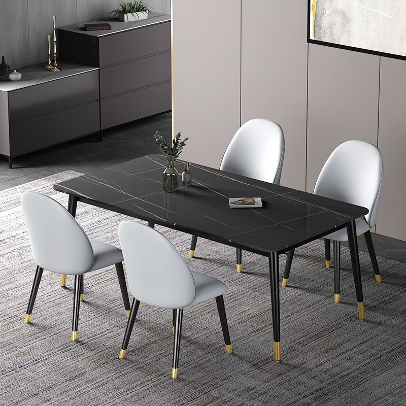Set di tavoli da pranzo in ferro moderno 1/2/3/5/7 pezzi Dinette Set con top in pietra sinterizzata