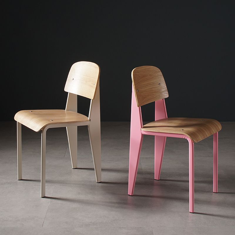 Contemporary Style Dining Room Chairs Metal Armless Chair with Wooden Legs Clearhalo ' kitchen&dining_furn' 'Dining Chairs' 'Dining Tables & Seating' 'dining_chair' 'Furniture' 'furniture_dining_chair' 'Kitchen & Dining Furniture' 'kitchen' 1200x1200_a3be9e42-a9a8-410d-848e-cc31e55708d1