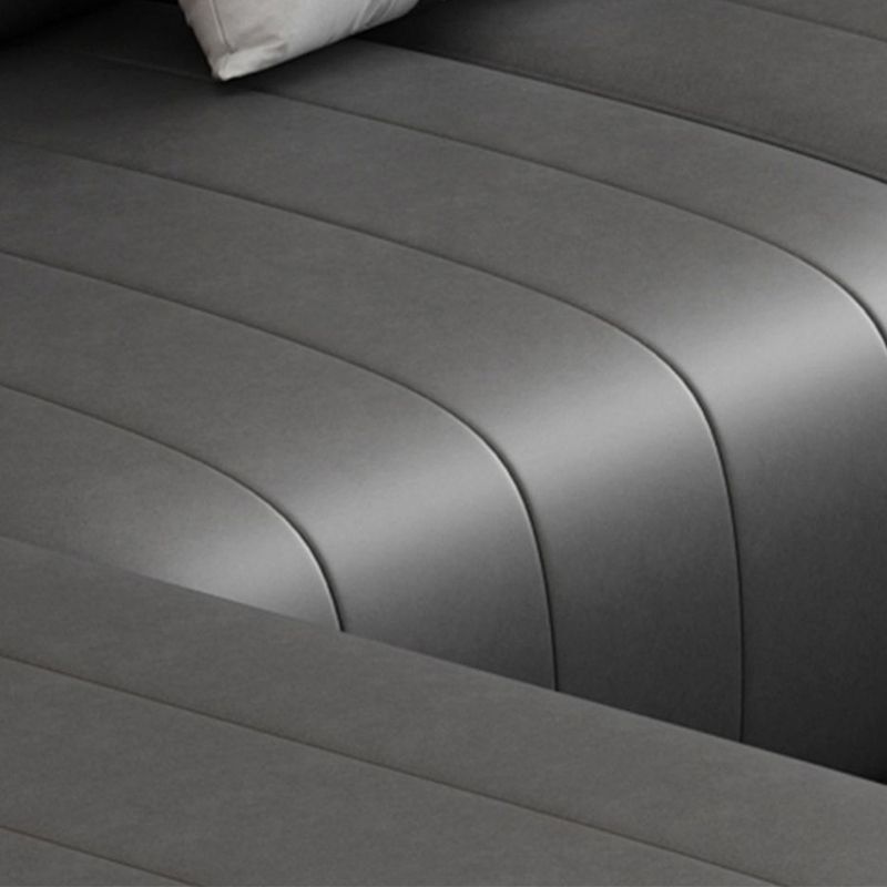 Square Arm Dark Gray Removable Cushions Modern Faux Leather Sofa Clearhalo 'furn' 'furn_sectionals' 'Furniture' 'furniture_sectionals' 'Living Room Furniture' 'Sectionals' 1200x1200_a3c12245-a525-492d-aad8-0d77ba51c63b