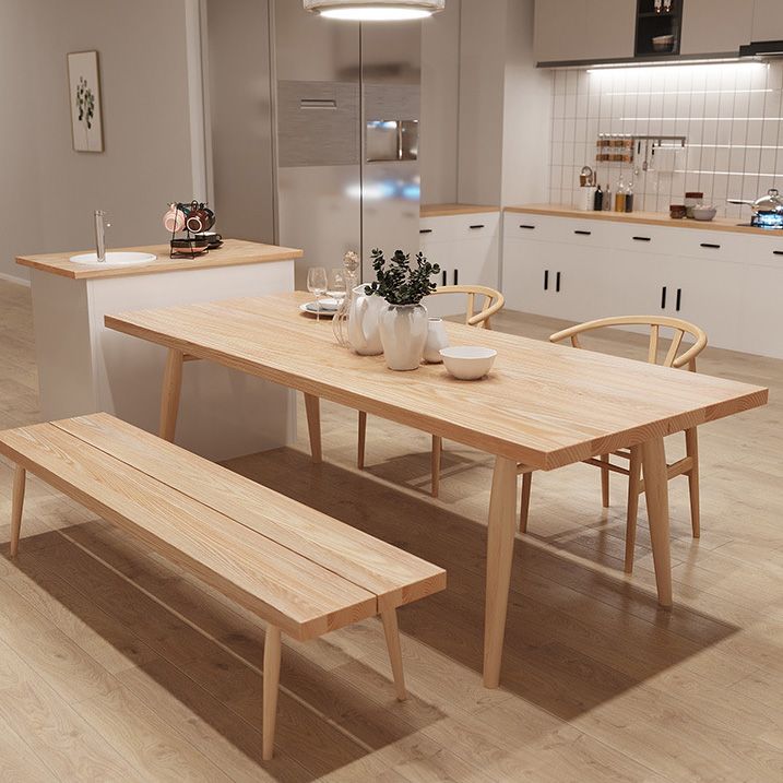 Glam Table à manger rectangulaire en bois avec pieds en bois pour usage domestique