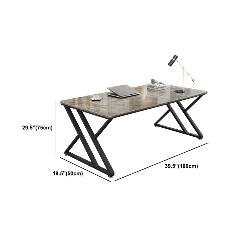 Industrial Stone Office Desk Sled Rectangular Writing Desk for Home