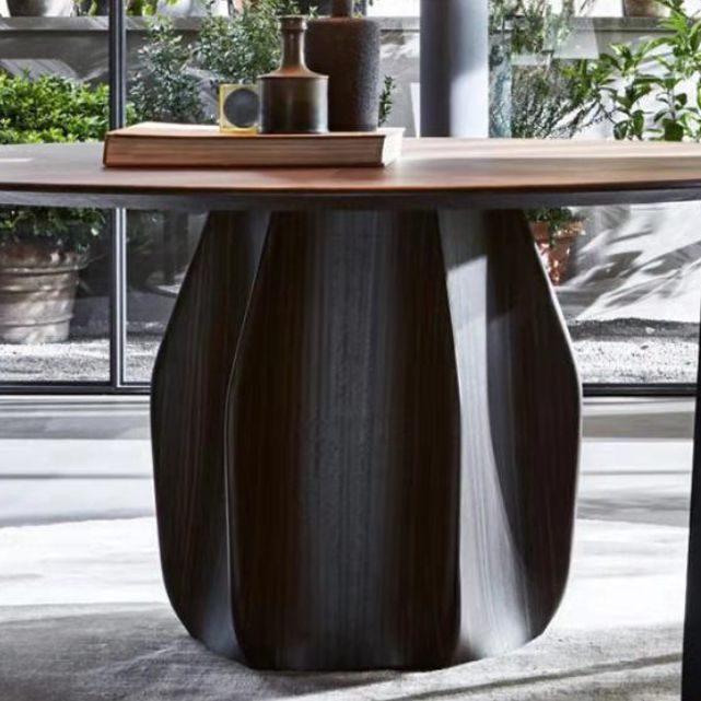 Round Standard Height Dining Table Modern Solid Wood Pedestal Dining Table