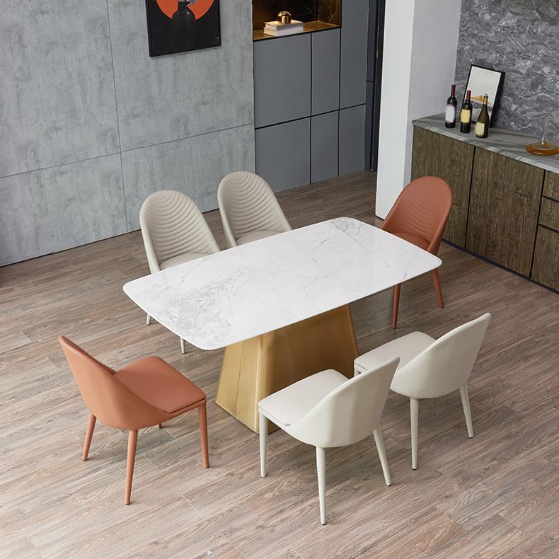 Nordic Glam Style Rectangle Sintered Stone Table Set 1/2/5/7 Pieces Dining Set Clearhalo 'Dining Room Sets' 'Dining Tables & Seating' 'dining_room_set' 'furn' 'furn_dining_room_set' 'Furniture' 'Kitchen & Dining Furniture' 1200x1200_a3c503f8-b2be-45ae-8ec3-f58e9b636f61