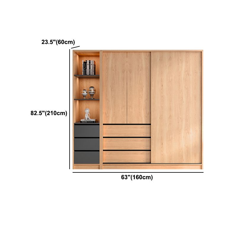 Engineered Wood Wardrobe Armoire with Drawer Contemporary Wardrobe Closet