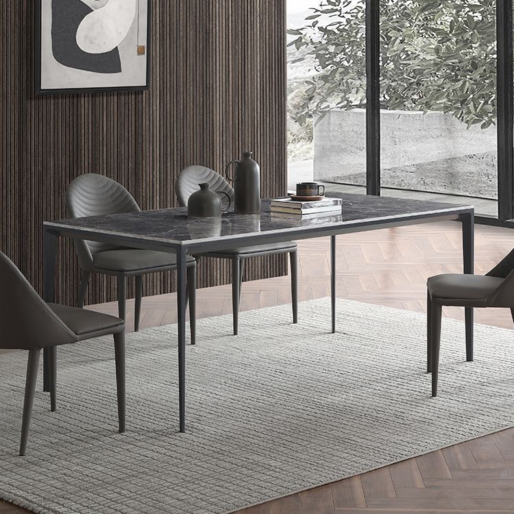 Simple Style Sintered Stone Table 4 Legs Aluminum Base Rectangle Table for Home Clearhalo ' dining_table' 'Dining Tables & Seating' 'Dining Tables' 'Furniture' 'furniture_dining_table' 'Kitchen & Dining Furniture' 'kitchen&dining_furn' 'kitchen' 'kitchen_dining_table' 1200x1200_a3c544fc-4553-49da-a6be-542e425af63b