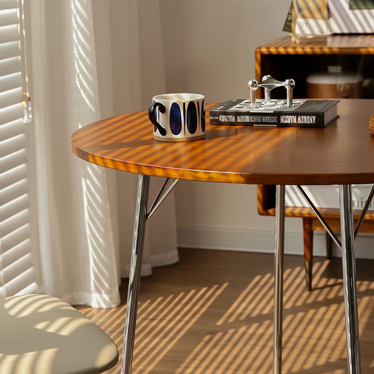 Contemporary Round Dining Table Solid Wood Table with 4 Metal Legs for Home Kitchen Dinner Clearhalo ' dining_table' 'Dining Tables & Seating' 'Dining Tables' 'furn' 'furn_dining_table' 'Furniture' 'furniture_dining_table' 'Kitchen & Dining Furniture' 'kitchen&dining_furn' 'kitchen' 'kitchen_dining_table' 1200x1200_a3c7a15f-0c47-415b-aa6f-0a9aa31a78dd