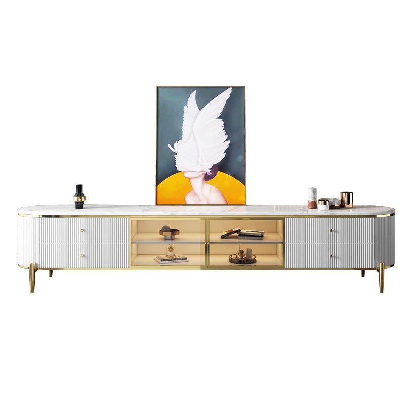 Console TV contemporanea con portaoggetti, supporto TV per console multimediale a 4 cassetti