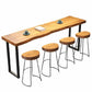 Tavolo industriale da bar con piano in legno massello, tavolo da pub bistrot con base nera