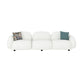Leather/Wool Modern Curved Sofa 29.52" High Round Arm Seating