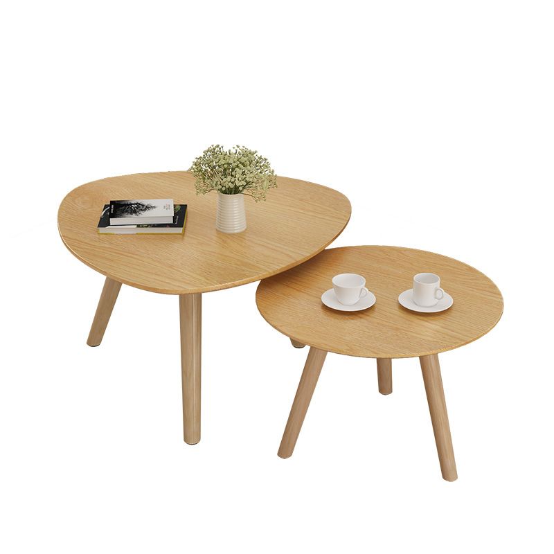 Massief houten salontafelset met 3 poten, moderne geometrische cocktailtafel
