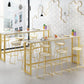 Modern Marble Bar Table Set 1/2/7 Pieces Rectangle White Trestle Table and Stool Set