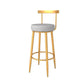 Taburete de bar de hierro con respaldo sin brazos Glam, taburete con cojín y pedal para cocina