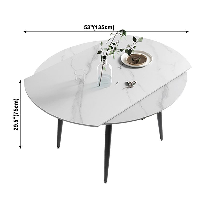 Extendable Sintered Stone Top Round Table for Restaurant Modern Dining Table with 4 Legs Clearhalo ' dining_table' 'Dining Tables & Seating' 'Dining Tables' 'furn' 'furn_dining_table' 'Furniture' 'furniture_dining_table' 'Kitchen & Dining Furniture' 'kitchen&dining_furn' 'kitchen' 'kitchen_dining_table' 1200x1200_a3cfb4af-b065-4d38-8298-91c8b3a6fa28